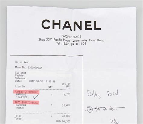 how to read chanel price tag|chanel receipt code.